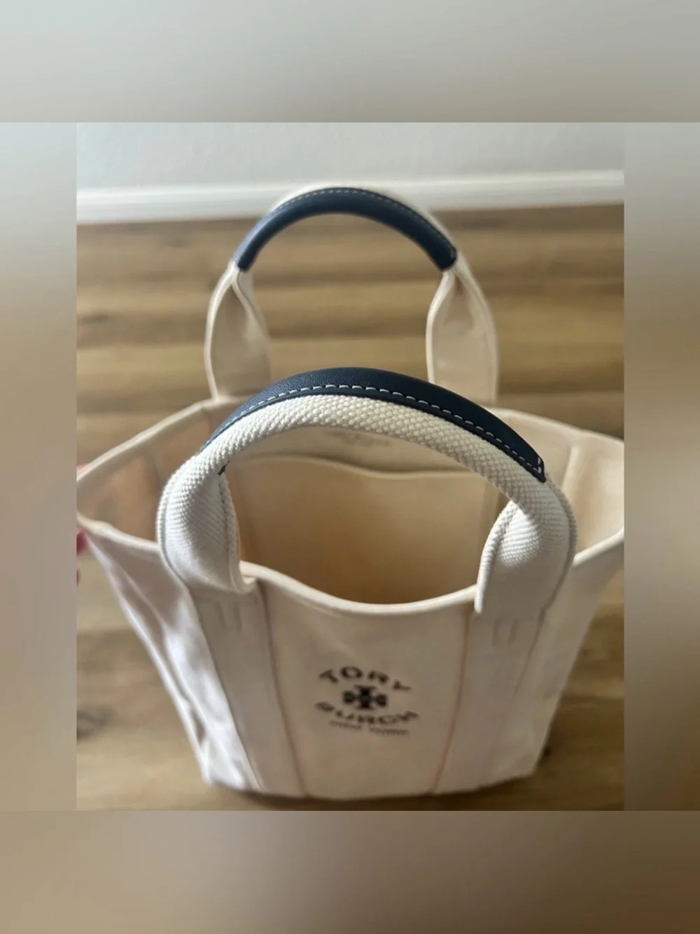 Tory Burch Cream Canvas Tote with Logo NEW